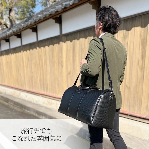 画像2: ボストンバッグ メンズ レディース トラベル 旅行 凹凸加工 レトロ 日本製 ブランド ブレリアス BRELIOUS 10461 ゴルフ 出張 鞄倶楽部 (2)