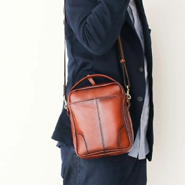 ショルダーバッグ牛革レザー手付き肩掛け国産豊岡製メンズレディースアンティーク調シャドー加工小さめ縦型フォーマルブランドGEMBASIC15052Wayショルダー本革ブラウンお出掛け冠婚葬祭旅行外出