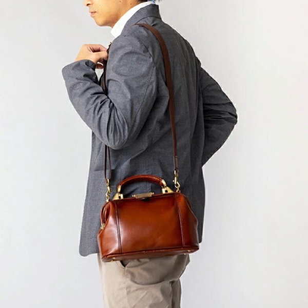 ダレスバッグセカンドポーチショルダーバッグ小さめ牛革レザー手付き肩掛け国産豊岡製メンズレディースアンティーク調シャドー加工ブランドGEMBASIC15222Way本革ブラウンお出掛け冠婚葬祭旅行外出