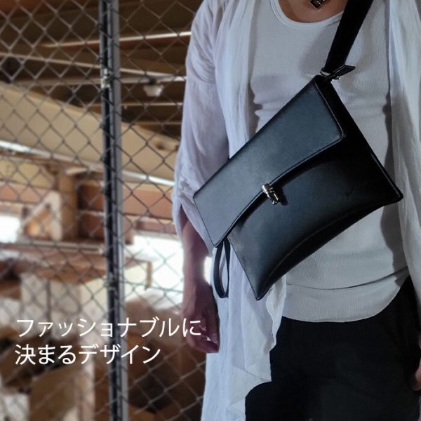 ショルダーバッグサコッシュクラッチメンズレディース斜めがけ大人かっこいい2WAY黒ブランドHAMILTON16458横横型お散歩外出冠婚葬祭鞄倶楽部