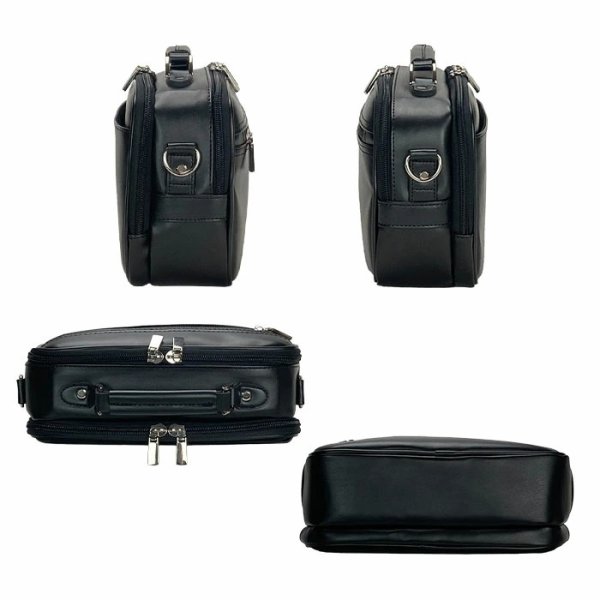 画像14: ショルダーバッグ 軽量 横型 肩掛け メンズ ブランド ANDY HAWARD 16480 A5ファイル収納 手持ちバンドル 黒 2層 2WAY サブバッグ 冠婚葬祭 通勤 外出 鞄倶楽部 (14)