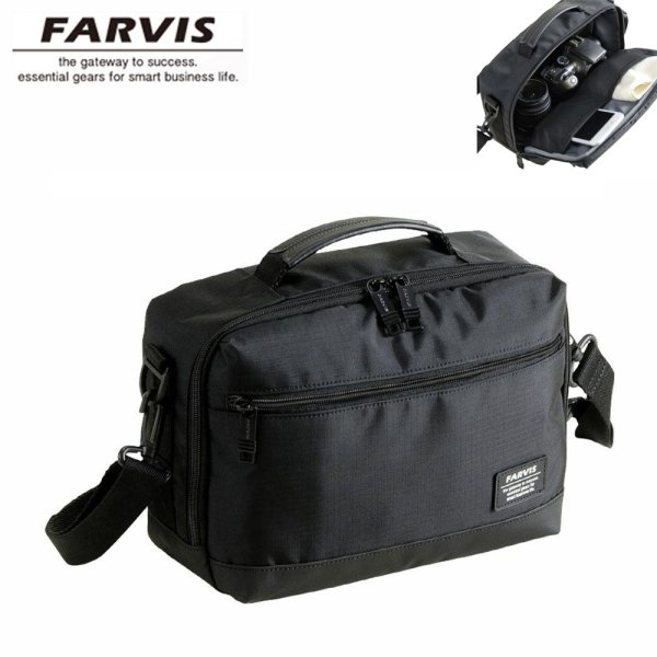 画像1: ショルダーバッグ メンズ ブランド FARVIS RIP ファービス 2-190 撥水加工 軽量 高耐久 カメラバッグ 旅行 お出掛け お散歩 横型 エンドー鞄 (1)
