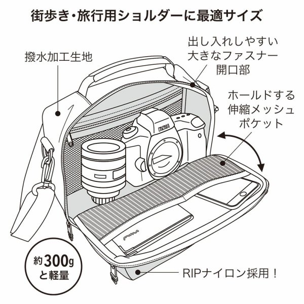 画像8: ショルダーバッグ メンズ ブランド FARVIS RIP ファービス 2-190 撥水加工 軽量 高耐久 カメラバッグ 旅行 お出掛け お散歩 横型 エンドー鞄 (8)