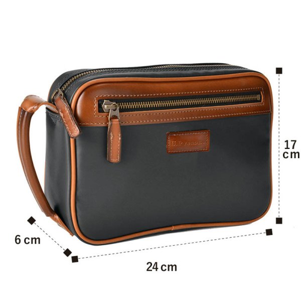 セカンドバッグメンズポーチ軽量防水素材ブランドU.Prenoma20100ユーピーレノマ日本製豊岡鞄横型おしゃれ旅行冠婚葬祭お散歩ハンドバッグサブバッグフェイクレザー合成皮革