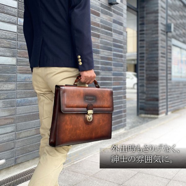 クラッチバッグ日本製セカンドバッグビジネスバッグメンズブランドBRELIOUS23491A4ファイル対応アンティーク調ブリーフケース鍵付き通勤通学営業就活鞄倶楽部