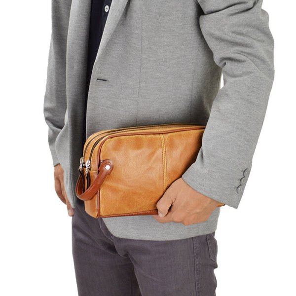 セカンドバッグメンズポーチダブルファスナーブランドANDYHAWARD25815レトロアンティーク調おしゃれ冠婚葬祭鞄倶楽部