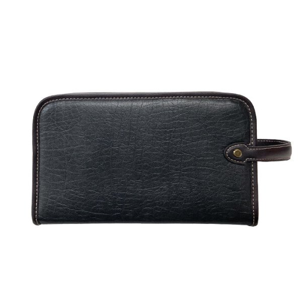 画像13: セカンドバッグ メンズ ポーチ クラッチバッグ ダブルファスナー 二層 ブランド CRADLE RIVER 25950 縦持ち 黒 手提げ ハンドル付き 冠婚葬祭 鞄倶楽部 (13)