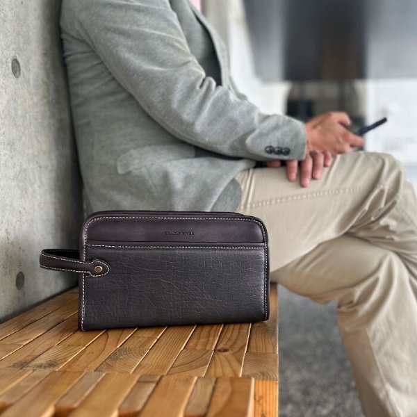 セカンドバッグメンズポーチクラッチバッグダブルファスナー二層ブランドCRADLERIVER25950縦持ち黒手提げハンドル付き冠婚葬祭鞄倶楽部