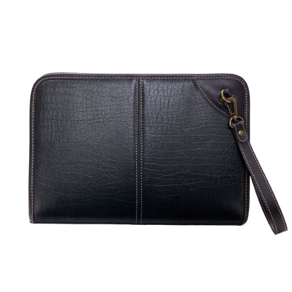 画像13: セカンドバッグ メンズ ポーチ クラッチバッグ B5 大き目 ブランド CRADLE RIVER 25951 大開き 黒 3方チャック ストラップ付 冠婚葬祭 鞄倶楽部 (13)