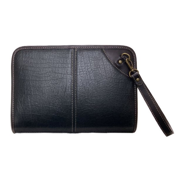 画像13: セカンドバッグ メンズ ポーチ クラッチバッグ 小さめ ブランド CRADLE RIVER 25952 大開き 黒 3方チャック ストラップ付 冠婚葬祭 鞄倶楽部 (13)