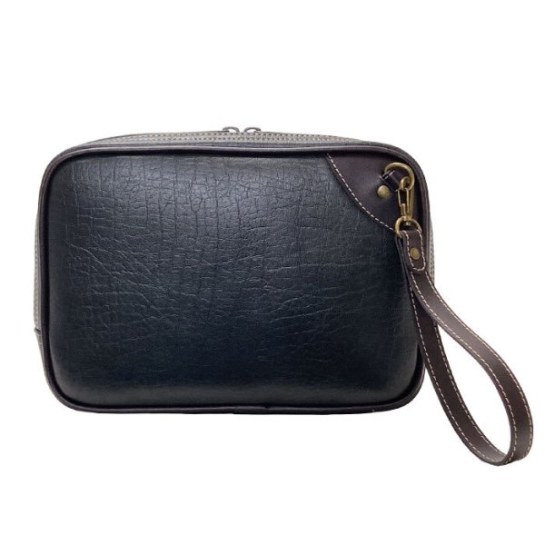 画像13: セカンドバッグ メンズ ポーチ 小さめ ブランド CRADLE RIVER 25953 大開き 黒 四角 マチあり ストラップ付 冠婚葬祭 鞄倶楽部 (13)