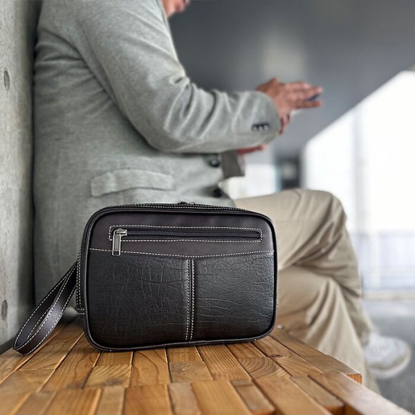 セカンドバッグメンズポーチ小さめブランドCRADLERIVER25953大開き黒四角マチありストラップ付冠婚葬祭鞄倶楽部