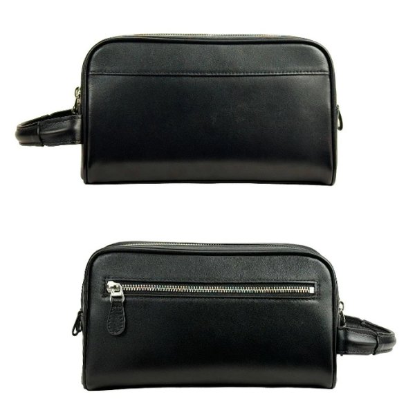 画像14: セカンドバッグ ポーチ クラッチバッグ メンズ 2層式 本牛革 ソフトレザー ブランド HAMILTON 25967 YKKファスナー 外出 Wファスナー お散歩 冠婚葬祭 黒 持ち手 鞄倶楽部 (14)