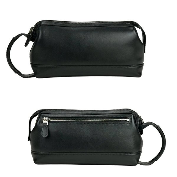 画像14: セカンドバッグ ポーチ クラッチバッグ メンズ 本牛革 ソフトレザー ブランド HAMILTON 25968 YKKファスナー 外出 お散歩 冠婚葬祭 黒 持ち手 人気 鞄倶楽部 (14)