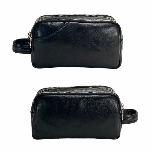 画像13: セカンドバッグ ポーチ 大容量 メンズ 3層式 本牛革 日本 豊岡製 ブランド SADDLE 25970 YKKファスナー 外出 3ファスナー お散歩 冠婚葬祭 黒 持ち手 鞄倶楽部 (13)