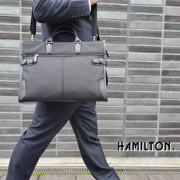 画像3: ビジネスバッグ メンズ 自立 軽量 ブリーフケース ブランド HAMILTON No:26578 B4 A4ファイル対応 2way ショルダーベルト 就活 通勤 通学 面接 リクルート 鞄倶楽部 (3)