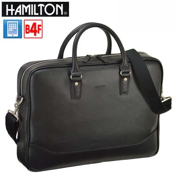 ビジネスバッグ42cmブリーフケースB4ファイル対応ショルダー付き２WyaメンズレディースHAMILTONハミルトンNo:26629角シボPVCビジネスシリーズ水汚れに強い営業出張通勤通学就活