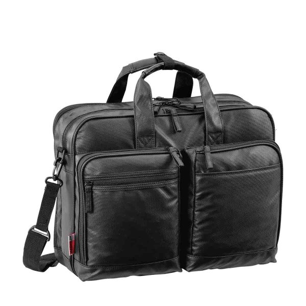 画像2: ビジネスバッグ メンズ レディース 軽量 B4ファイル対応 2層式 ブランド MAGNUM マグナム 26640 ノートPC対応 キャリーオン ショルダーベルト 2Way 黒 横型 通勤 通学 出張 鞄倶楽部 (2)