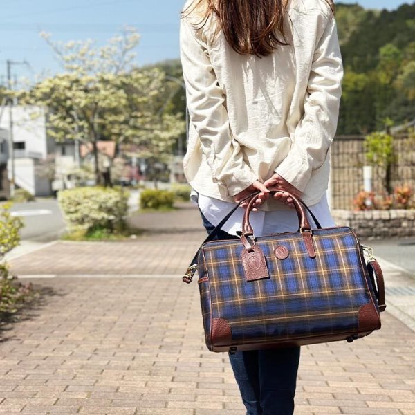 ボストンバッグトラベルバッグ旅行鞄おしゃれなチェック柄メンズレディース軽量2WAY一泊日帰り日本製豊岡製鞄ブランドCACCIATORE31136バス旅行鞄倶楽部