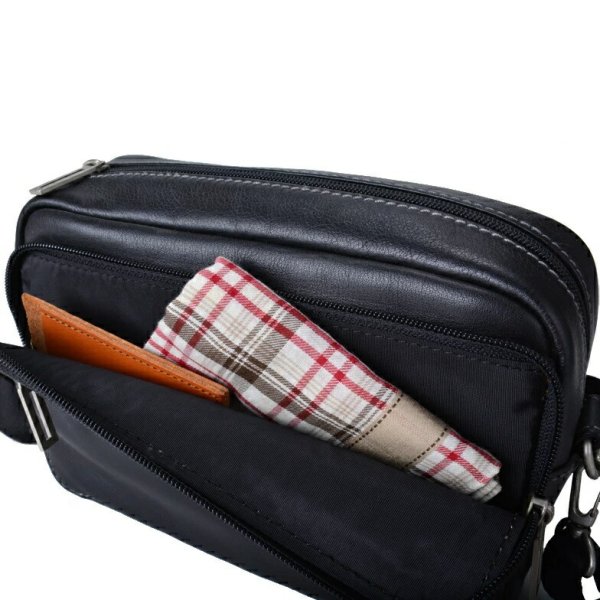 ショルダーバッグ牛革リアルレザー肩掛け斜め掛け小さめ横型鞄メンズブランドSAXONサクソン5043サコッシュ本革クロお散歩冠婚葬祭旅行外出