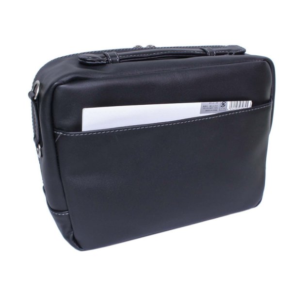 画像7: ショルダーバッグ 牛革 リアルレザー 肩掛け 斜め掛け 持ち手付き 横型 鞄 メンズ ブランド SAXON サクソン 5047 本革 クロ お散歩 冠婚葬祭 旅行 外出 (7)