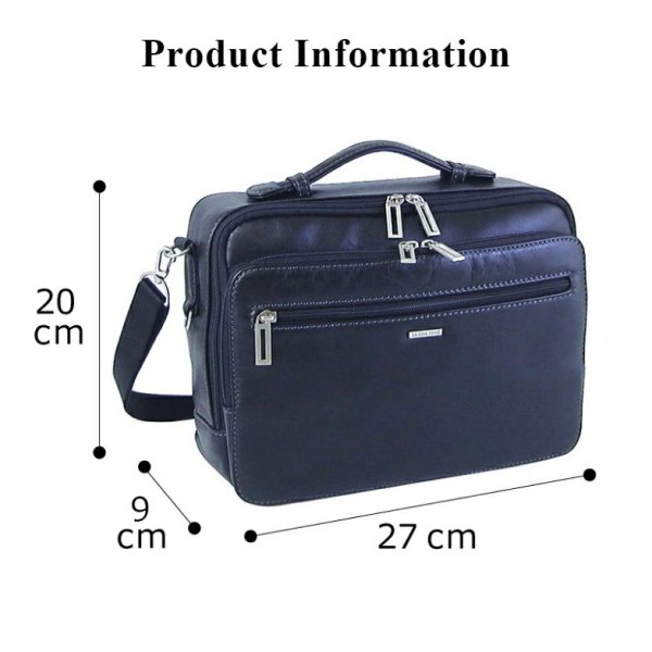 画像9: ショルダーバッグ 牛革 リアルレザー 肩掛け 斜め掛け 持ち手付き 横型 鞄 メンズ ブランド SAXON サクソン 5047 本革 クロ お散歩 冠婚葬祭 旅行 外出 (9)