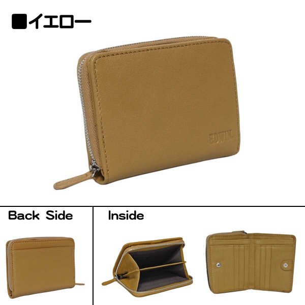 サイフ二つ折り深札入れ財布本革ブランドEDWIN[エドウィン]510656山羊革ゴートレザーウォレット大きいラウンドファスナー小銭入れカードポケットギフトプレゼント