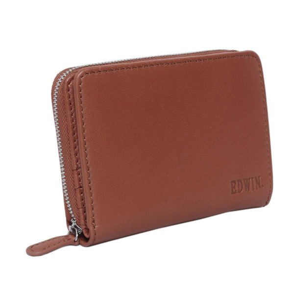 サイフ二つ折り深札入れ財布本革ブランドEDWIN[エドウィン]510656山羊革ゴートレザーウォレット大きいラウンドファスナー小銭入れカードポケットギフトプレゼント