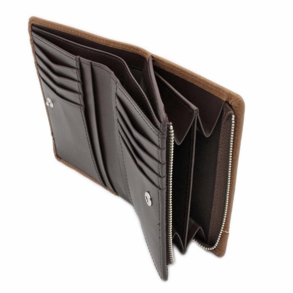 財布二つ折り深札入れブランドメンズレディースサイフ牛革Lee[リー]No:520527レザーおしゃれなステッチウォレットＬ字ファスナー大型小銭入れカードポケットギフトプレゼントサステナブル