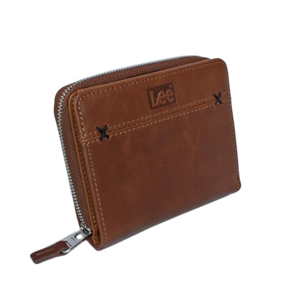 財布二つ折り深札入れブランドメンズサイフ牛革Lee[リー]520693レザーおしゃれなクロスステッチウォレットラウンドファスナー大型小銭入れカードポケットギフトプレゼント
