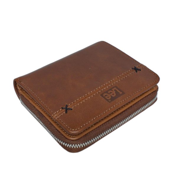 財布二つ折り深札入れブランドメンズサイフ牛革Lee[リー]520693レザーおしゃれなクロスステッチウォレットラウンドファスナー大型小銭入れカードポケットギフトプレゼント