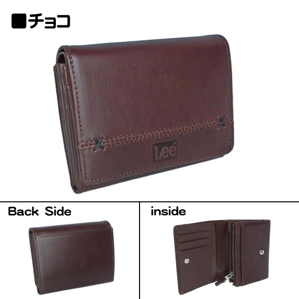 財布二つ折り深札入れブランドメンズサイフ牛革Lee[リー]520694レザーおしゃれなクロスステッチウォレットL字ファスナー大型小銭入れカードポケットギフトプレゼント