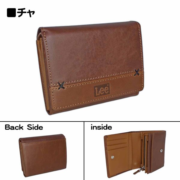 財布二つ折り深札入れブランドメンズサイフ牛革Lee[リー]520694レザーおしゃれなクロスステッチウォレットL字ファスナー大型小銭入れカードポケットギフトプレゼント