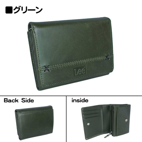 財布二つ折り深札入れブランドメンズサイフ牛革Lee[リー]520694レザーおしゃれなクロスステッチウォレットL字ファスナー大型小銭入れカードポケットギフトプレゼント