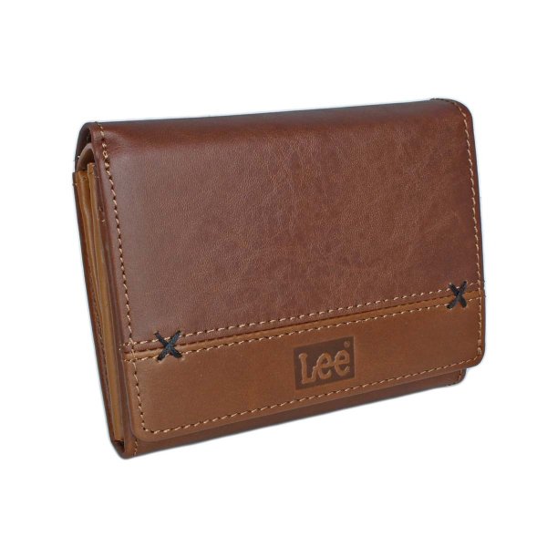 財布二つ折り深札入れブランドメンズサイフ牛革Lee[リー]520694レザーおしゃれなクロスステッチウォレットL字ファスナー大型小銭入れカードポケットギフトプレゼント