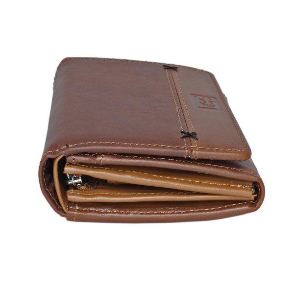 財布二つ折り深札入れブランドメンズサイフ牛革Lee[リー]520694レザーおしゃれなクロスステッチウォレットL字ファスナー大型小銭入れカードポケットギフトプレゼント