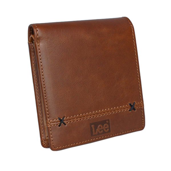 財布二つ折り小銭入れ付き牛革メンズおしゃれなクロスステッチサイフブランドLee[リー]520695レザーウォレットギフトプレゼント