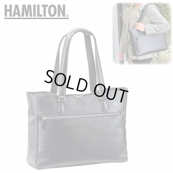 トートバッグ自立型ビジネスバッグメンズレディースHAMILTON53433B4対応黒サフィアーノレザー調横型大容量通勤通学鞄倶楽部