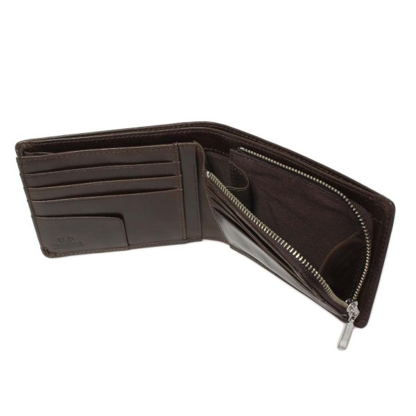 サイフカードホルダーU.PrenomaU.PレノマNo:61R655牛革二つ折り２層式札入れチャック式小銭入れレザー財布化粧箱入り就職入学ギフト贈り物プレゼントお祝い