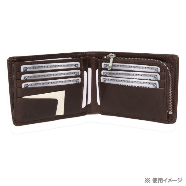 サイフカードホルダーU.PrenomaU.PレノマNo:61R655牛革二つ折り２層式札入れチャック式小銭入れレザー財布化粧箱入り就職入学ギフト贈り物プレゼントお祝い