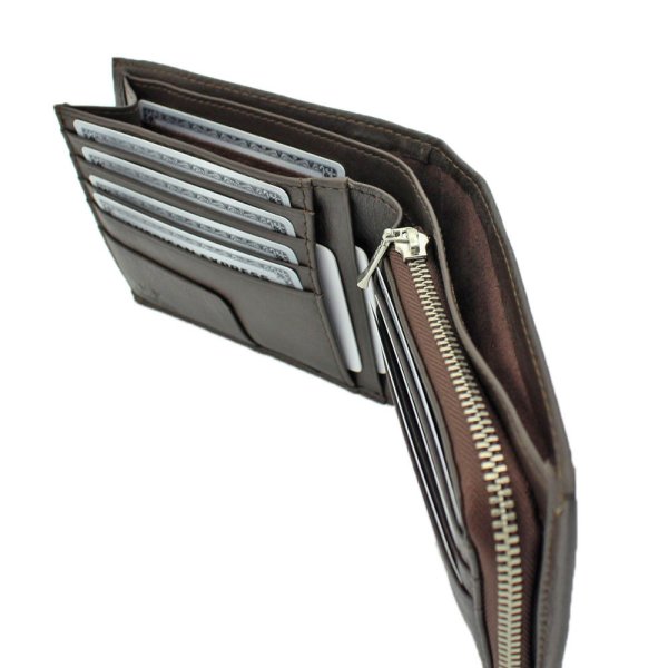 サイフ二つ折り財布札入れメンズ本牛革ステッチブランドU.Prenoma61R675ファスナー小銭入れカード入れスリムソフトレザー化粧箱入りギフトプレゼントお祝い