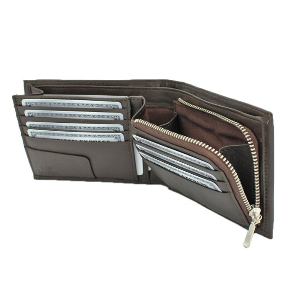 サイフ二つ折り財布札入れメンズ本牛革ステッチブランドU.Prenoma61R675ファスナー小銭入れカード入れスリムソフトレザー化粧箱入りギフトプレゼントお祝い