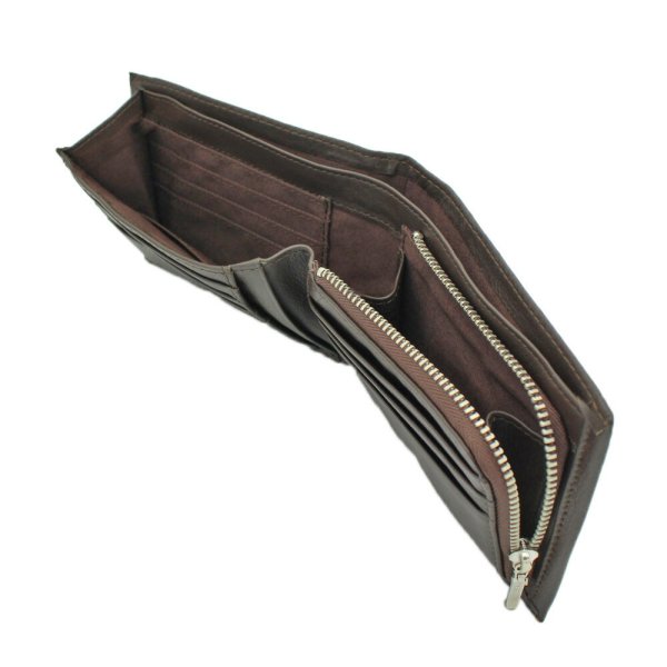 サイフ二つ折り財布札入れメンズ本牛革ステッチブランドU.Prenoma61R675ファスナー小銭入れカード入れスリムソフトレザー化粧箱入りギフトプレゼントお祝い