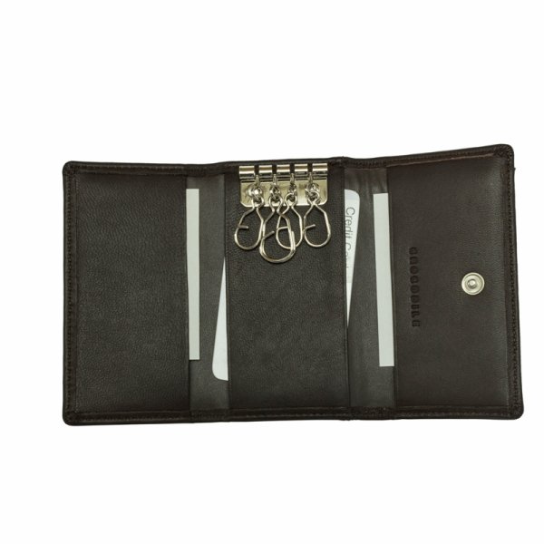 画像4: 三つ折り キー ケース ４連 キーフック ブランド Crocodile クロコダイル 6CM055 おしゃれ ソフト シープスキン レザー 化粧箱入り ギフト 贈り物 プレゼント お祝い (4)