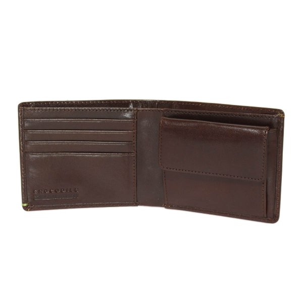 サイフ二つ折り札入れ財布カードポケット小銭入れCrocodileクロコダイルNo:6CR423本革おしゃれ高品質イタリアンレザー化粧箱入りギフト贈り物プレゼントお祝い