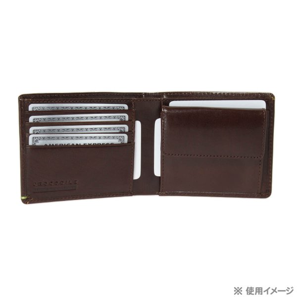 サイフ二つ折り札入れ財布カードポケット小銭入れCrocodileクロコダイルNo:6CR423本革おしゃれ高品質イタリアンレザー化粧箱入りギフト贈り物プレゼントお祝い