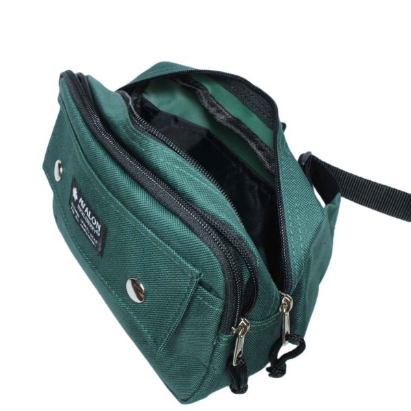 ウエストポーチ角型バッグ盗難防止二重ロック構造ブランドAVALONアバロン7002本体2室前ポケット付き集金旅行お出掛けお散歩