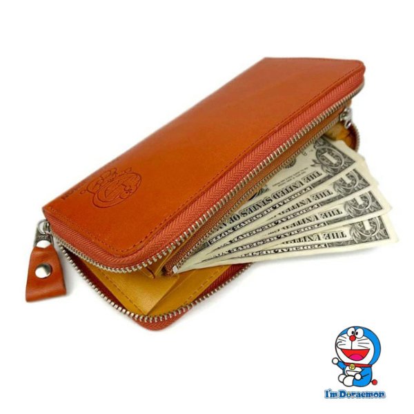 画像7: サイフ ラウンドファスナー 長財布 財布 小銭入れ ロングウォレット 本革 牛革 日本製 栃木レザー×姫路レザー ブランド ドラえもん dor-50 リアルレザー カード入れ (7)