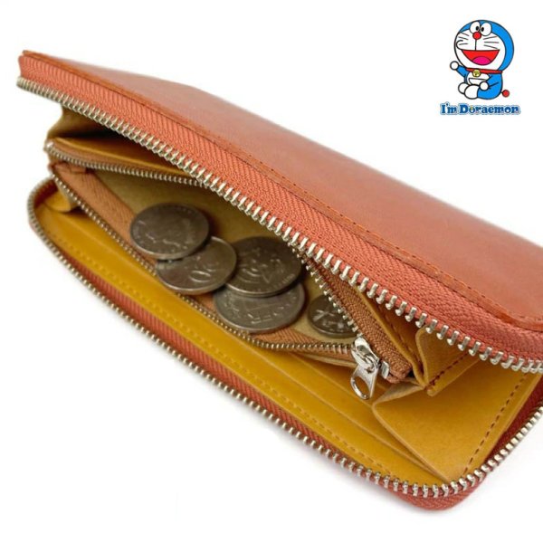 画像8: サイフ ラウンドファスナー 長財布 財布 小銭入れ ロングウォレット 本革 牛革 日本製 栃木レザー×姫路レザー ブランド ドラえもん dor-50 リアルレザー カード入れ (8)