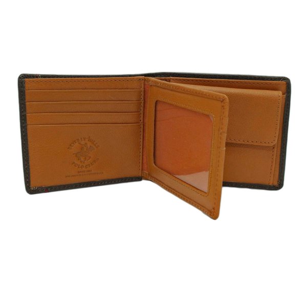 サイフ財布2つ折りスケルトンベロ付き札入れメンズ牛革ブランドBEVERLYHILLSPOLOCLUBNo:61B403カード小銭入れサイドステッチ化粧箱入りギフトプレゼントお祝い